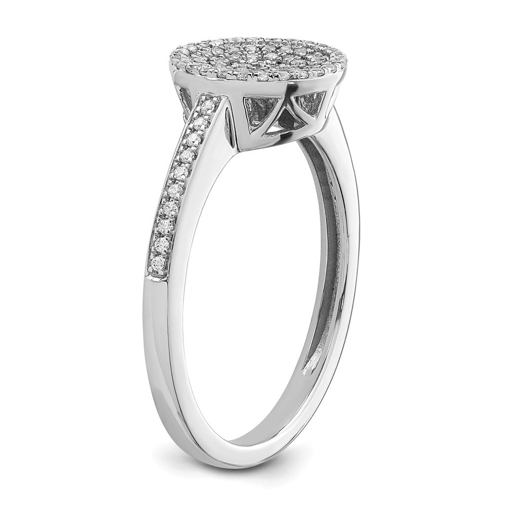 14K Weißgold Ring mit Pavé-Diamanten in Kreisform, poliert