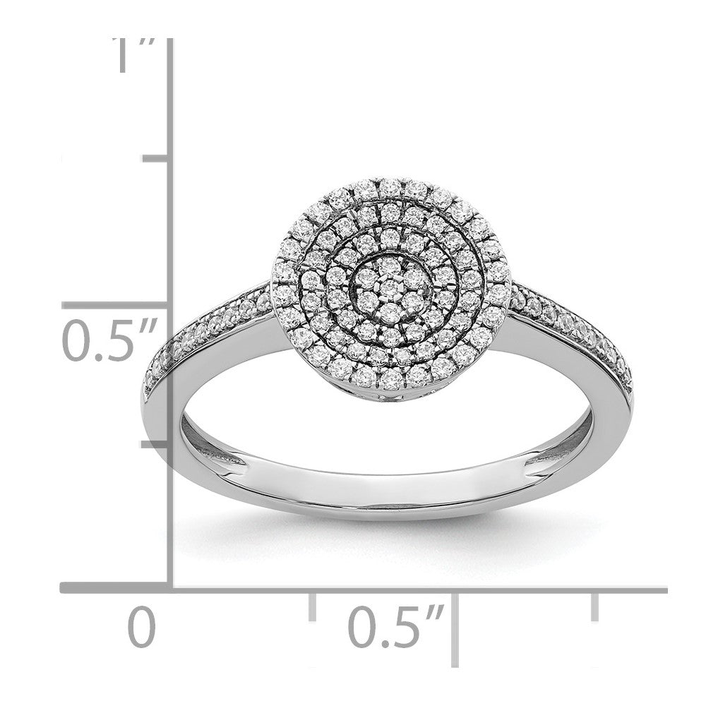 14K Weißgold Ring mit Pavé-Diamanten in Kreisform, poliert