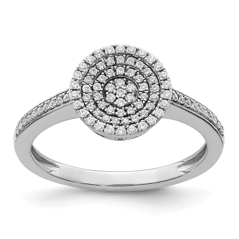 14K Weißgold Ring mit Pavé-Diamanten in Kreisform, poliert
