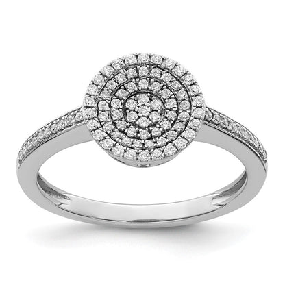 14K Weißgold Ring mit Pavé-Diamanten in Kreisform, poliert
