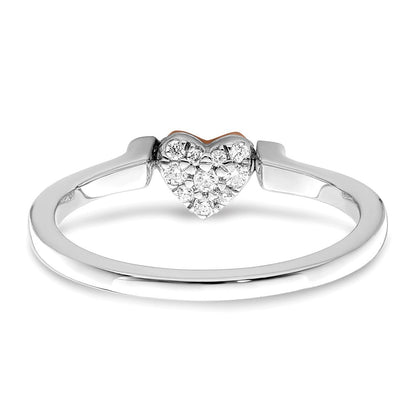 14K Bicolor Weiß- und Roségold polierter Flip-Ring mit Herz, Rubin und echtem Diamant