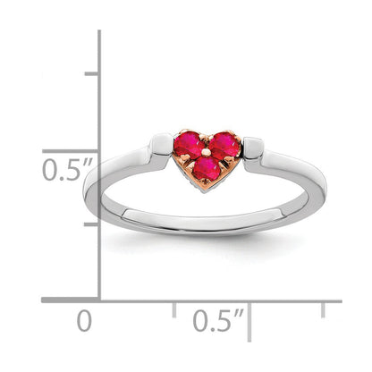 14K Bicolor Weiß- und Roségold polierter Flip-Ring mit Herz, Rubin und echtem Diamant