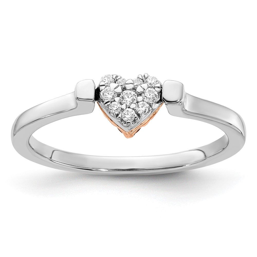 14K Bicolor Weiß- und Roségold polierter Flip-Ring mit Herz, Rubin und echtem Diamant