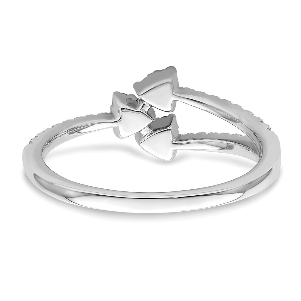 14K Weißgold Ring, poliert, mit rosa, blauen und gelben Saphiren sowie echten Diamanten
