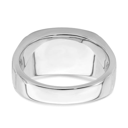 14K Weißgold Herrenring, poliert & satiniert, mit Onyx und echten Diamanten