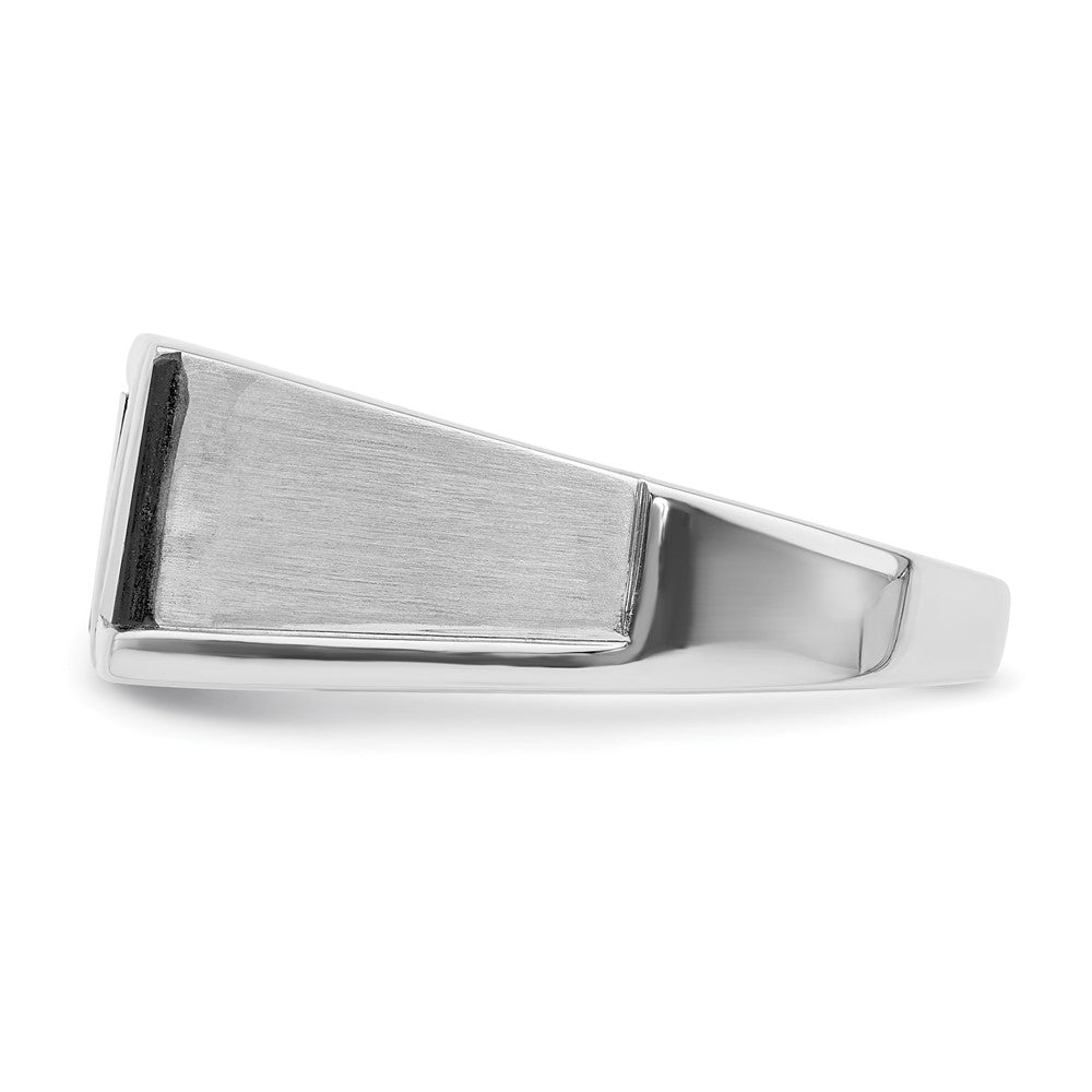 14K Weißgold Herrenring, poliert & satiniert, mit Onyx & echten Diamanten