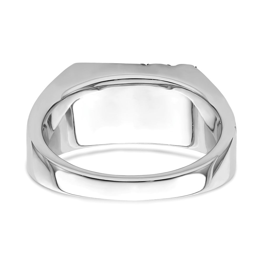 14K Weißgold Herrenring, poliert & satiniert, mit Onyx & echten Diamanten