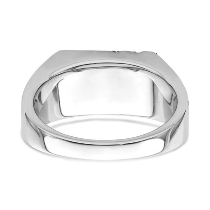 14K Weißgold Herrenring, poliert & satiniert, mit Onyx & echten Diamanten