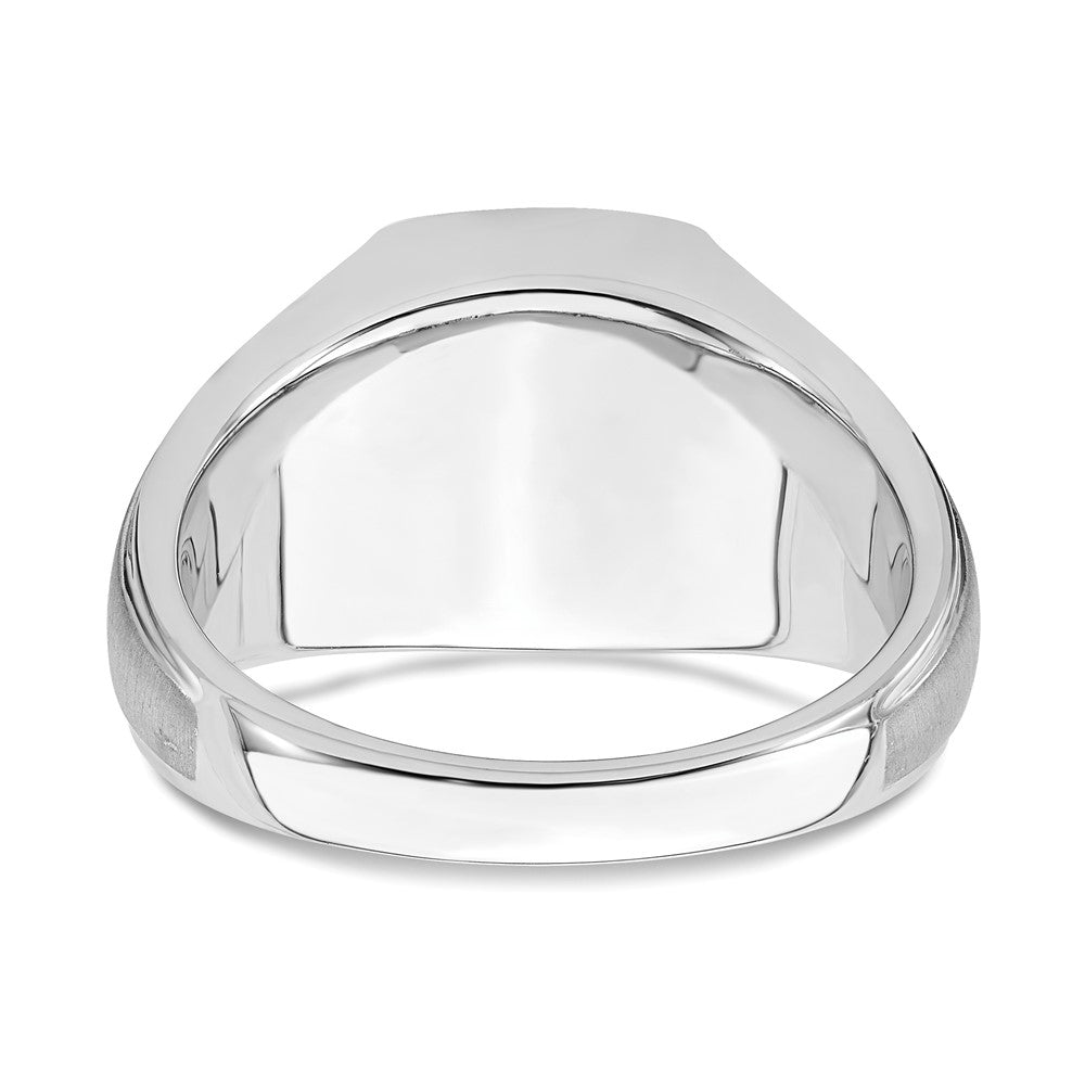 14K Weißgold Herrenring, poliert & satiniert, mit Onyx & echten Diamanten