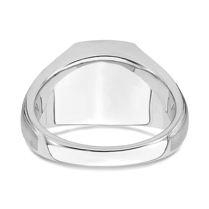 14K Weißgold Herrenring, poliert & satiniert, mit Onyx & echten Diamanten