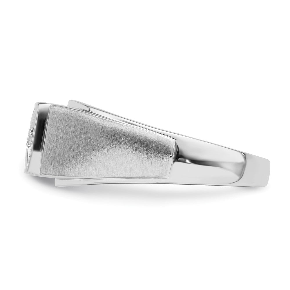 14K Weißgold Ring für Herren, poliert & satiniert, mit echten Diamanten