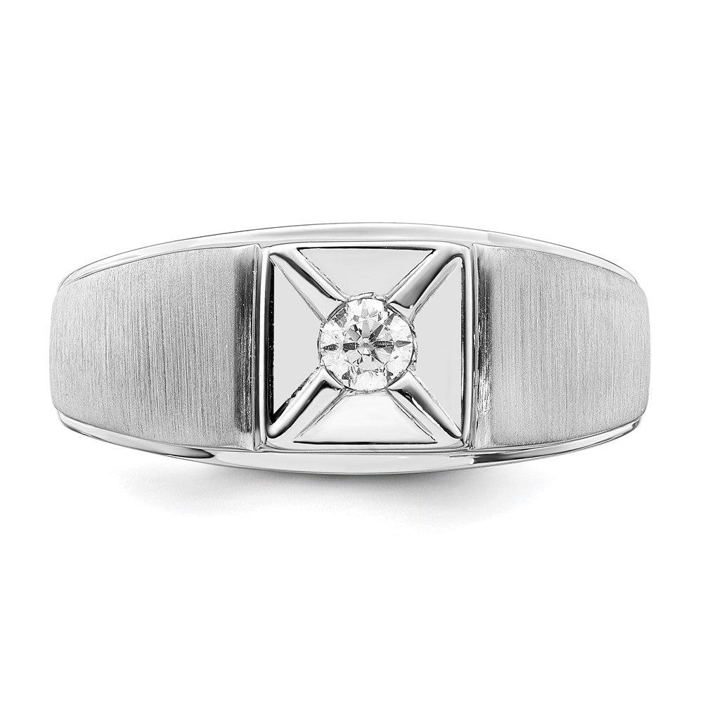 14K Weißgold Ring für Herren, poliert & satiniert, mit echten Diamanten