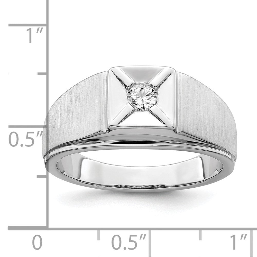 14K Weißgold Ring für Herren, poliert & satiniert, mit echten Diamanten