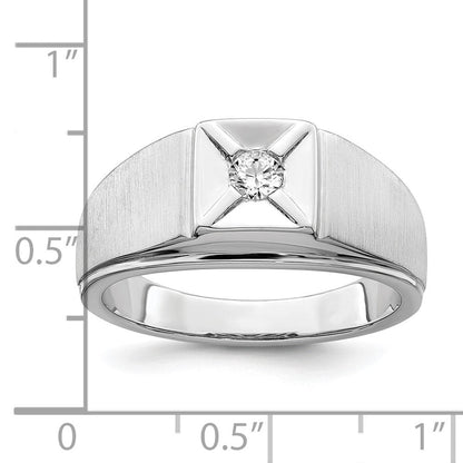 14K Weißgold Ring für Herren, poliert & satiniert, mit echten Diamanten
