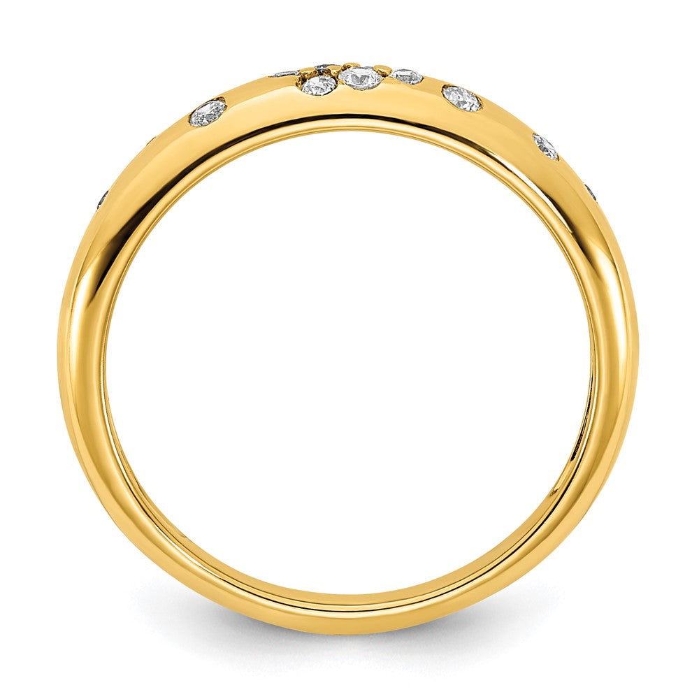 14K Gelbgold Ring mit polierten echten Diamanten im Streudesign
