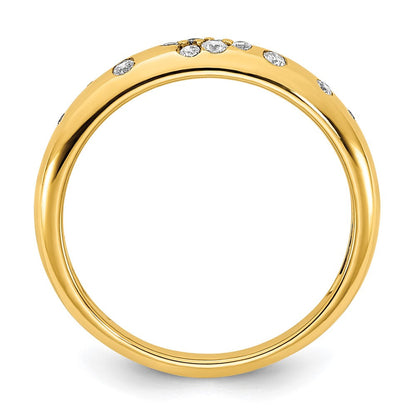 14K Gelbgold Ring mit polierten echten Diamanten im Streudesign