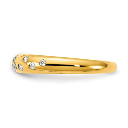 14K Gelbgold Ring mit polierten echten Diamanten im Streudesign