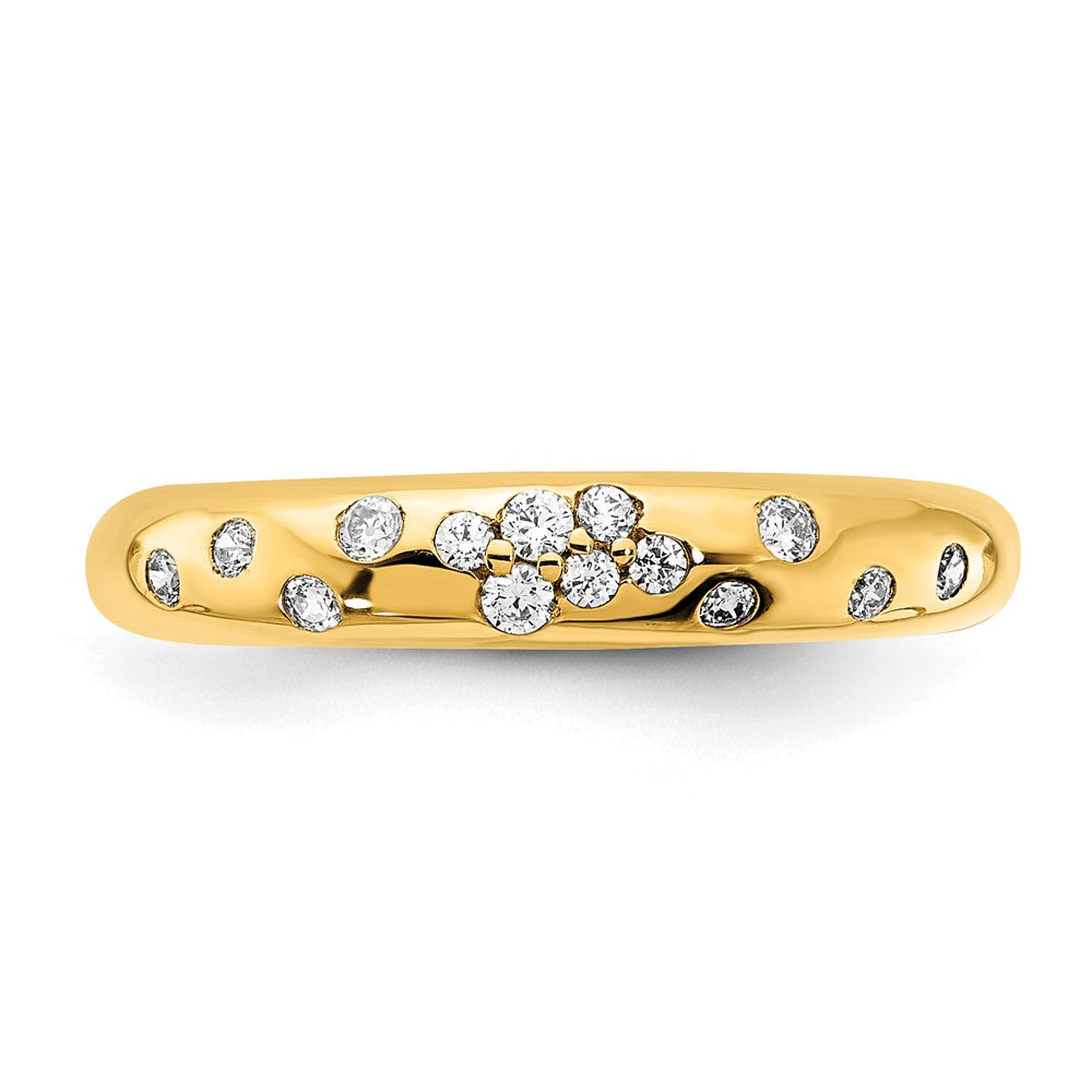 14K Gelbgold Ring mit polierten echten Diamanten im Streudesign