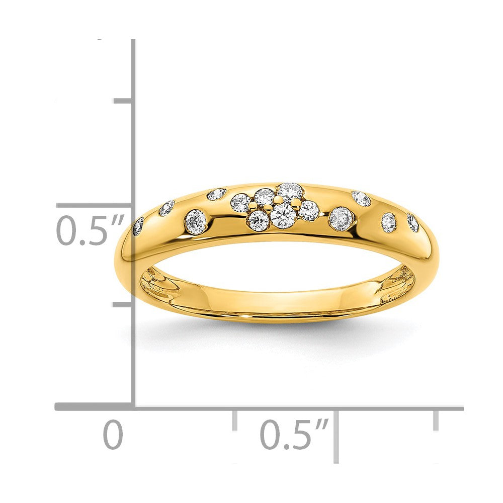 14K Gelbgold Ring mit polierten echten Diamanten im Streudesign