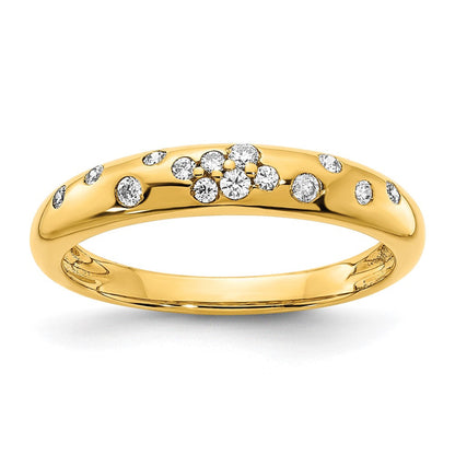 14K Gelbgold Ring mit polierten echten Diamanten im Streudesign