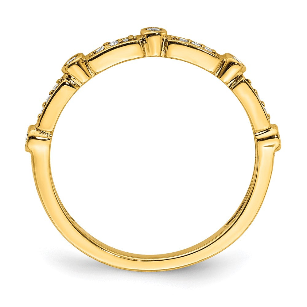 14K Tricolor Gold polierte 3er-Set Ringe mit echten Diamanten
