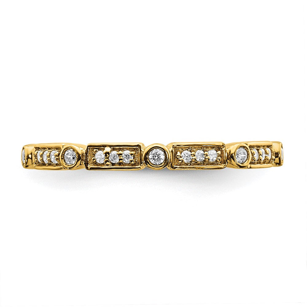 14K Tricolor Gold polierte 3er-Set Ringe mit echten Diamanten