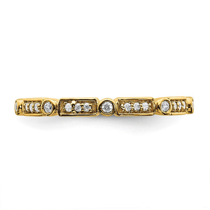 14K Tricolor Gold polierte 3er-Set Ringe mit echten Diamanten