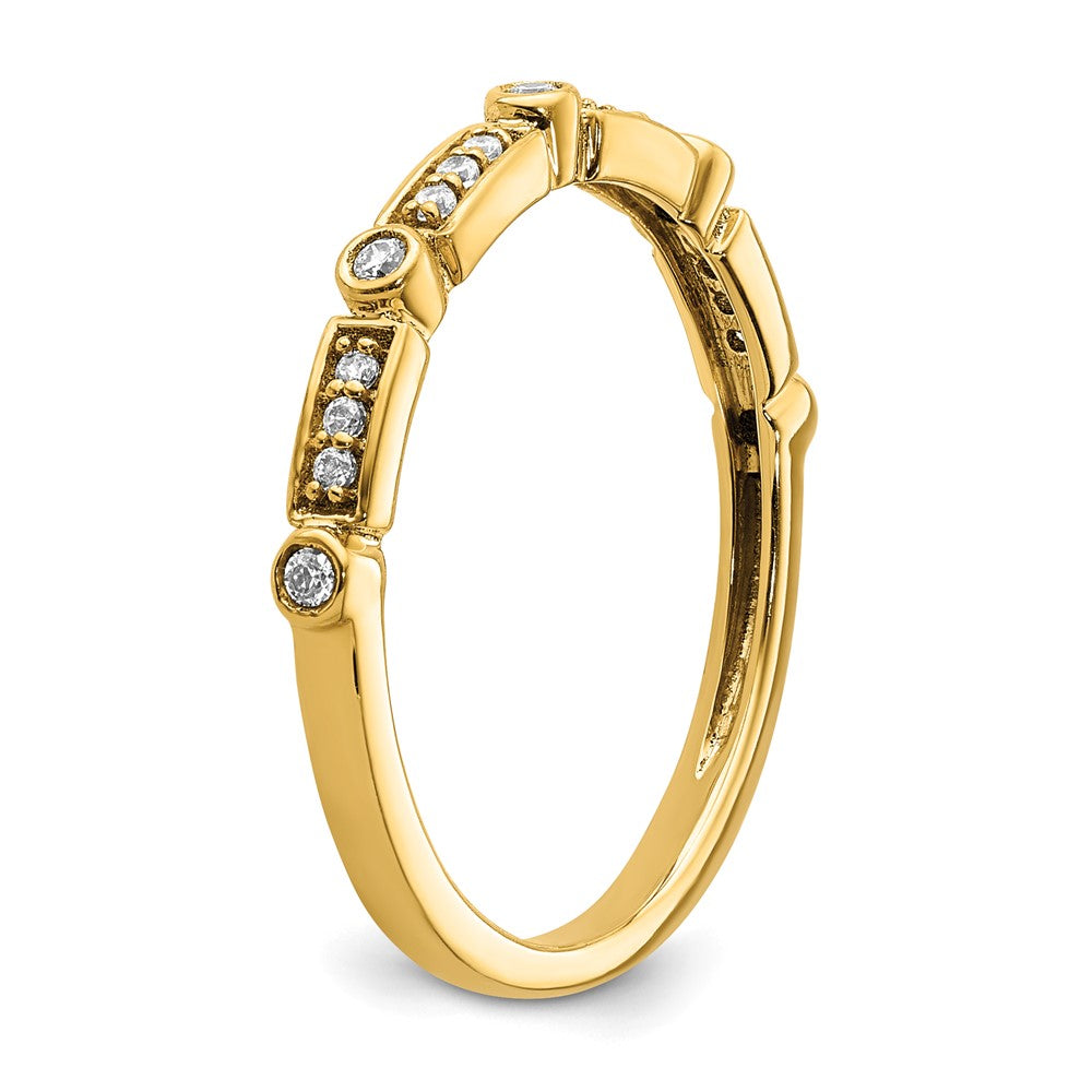 14K Tricolor Gold polierte 3er-Set Ringe mit echten Diamanten