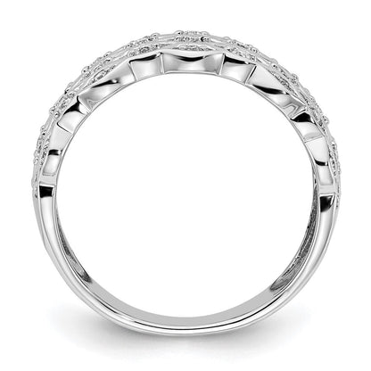 14K Weißgold Ring, poliert, mit ausgefallenen echten Diamanten
