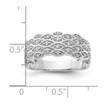 14K Weißgold Ring, poliert, mit ausgefallenen echten Diamanten
