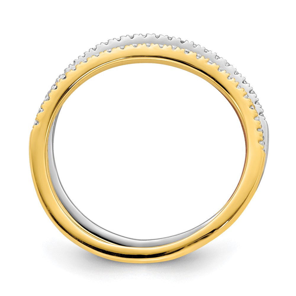 14K Tricolor Gold Set aus 3 polierten Ringen mit echten Diamanten