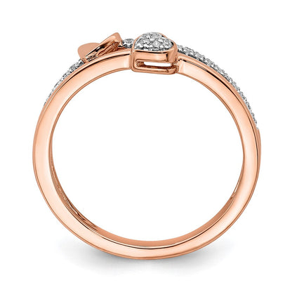 14K Roségold Poliert Herzen Echter Diamant Ring