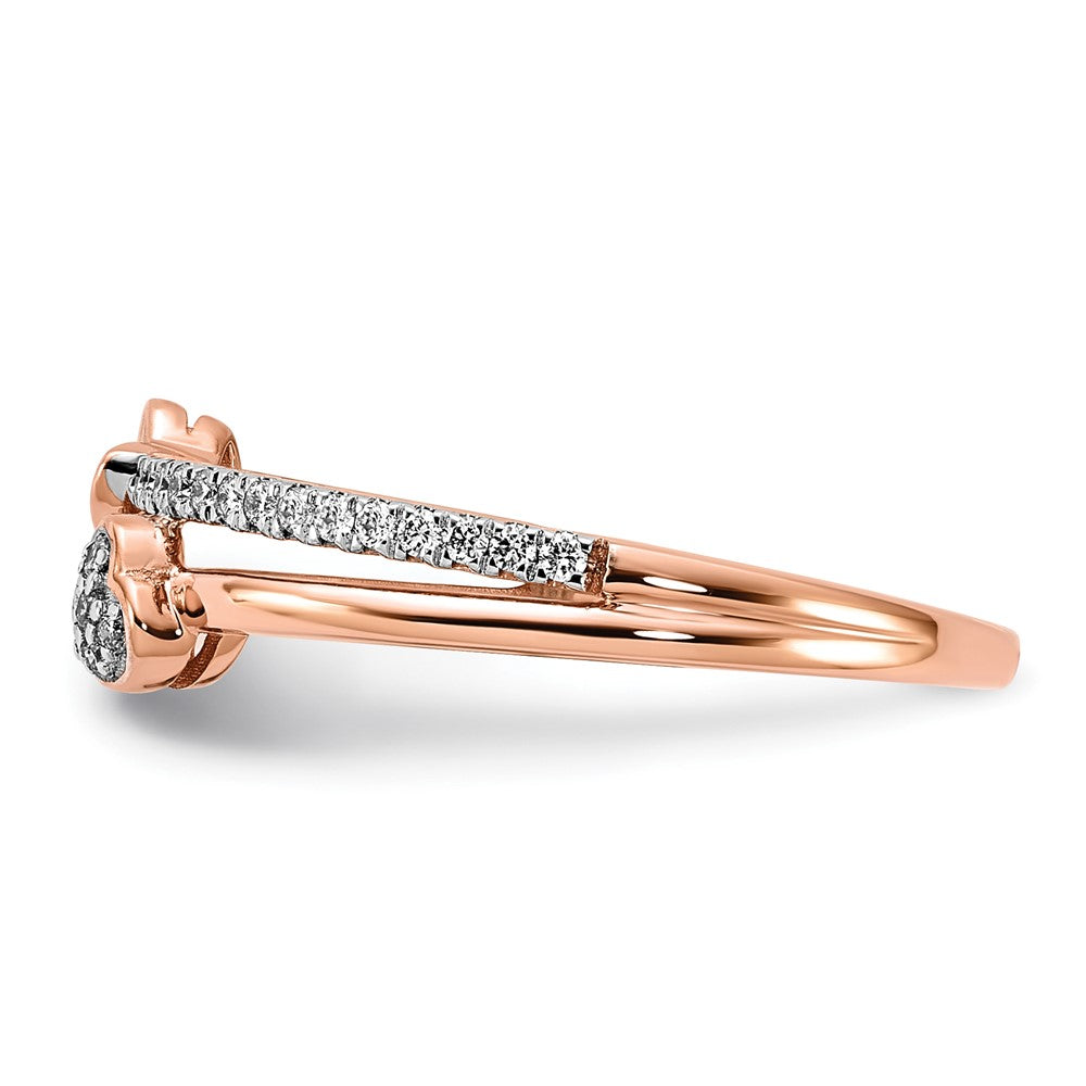 14K Roségold Poliert Herzen Echter Diamant Ring