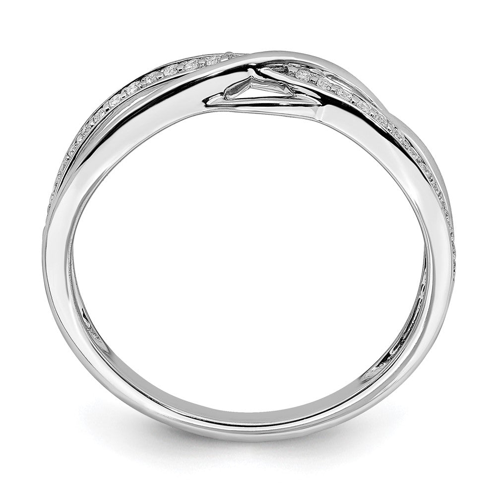 14K Weißgold Ring mit Wellendesign, poliert, mit echten Diamanten