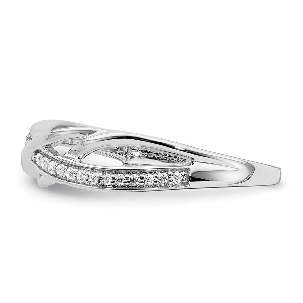 14K Weißgold Ring mit Wellendesign, poliert, mit echten Diamanten