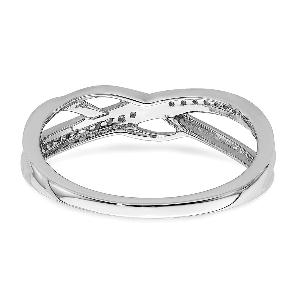 14K Weißgold Ring mit Wellendesign, poliert, mit echten Diamanten