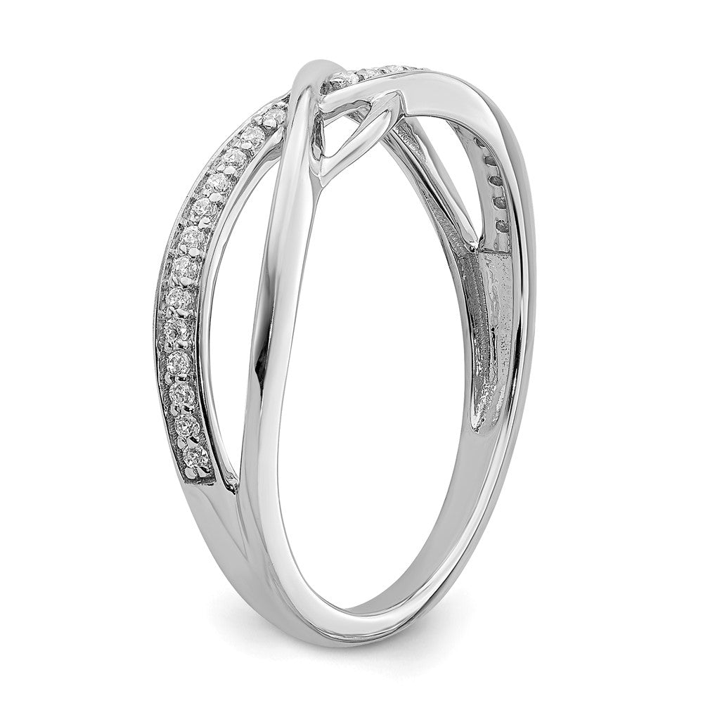 14K Weißgold Ring mit Wellendesign, poliert, mit echten Diamanten