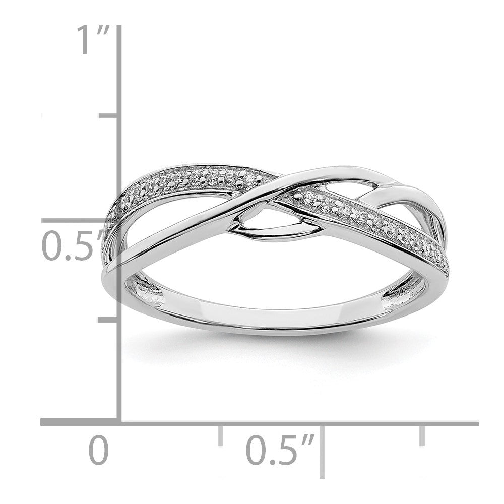 14K Weißgold Ring mit Wellendesign, poliert, mit echten Diamanten