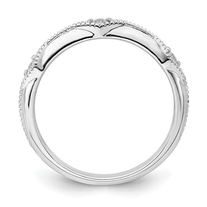 14K Weißgold Ring mit polierter Messerkante und echtem Diamant