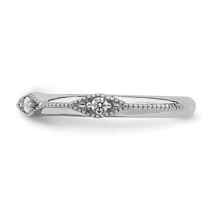 14K Weißgold Ring mit polierter Messerkante und echtem Diamant