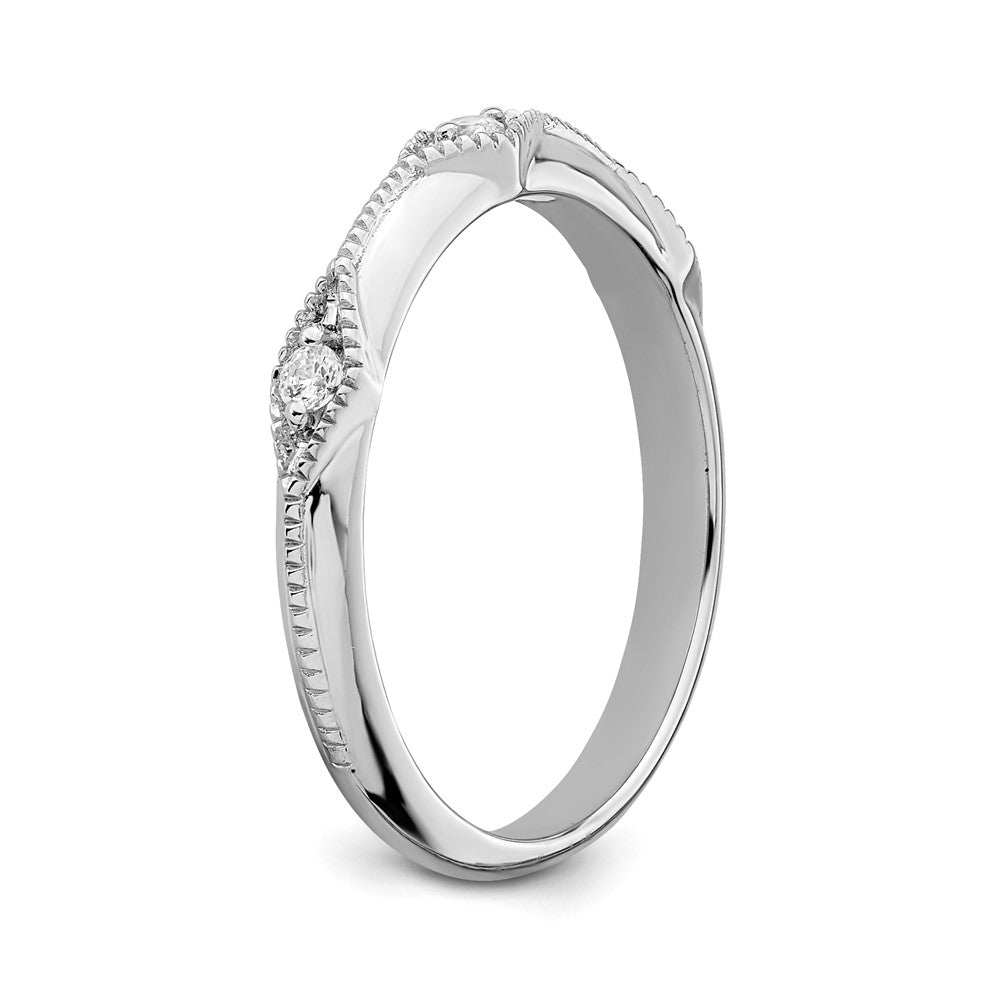 14K Weißgold Ring mit polierter Messerkante und echtem Diamant