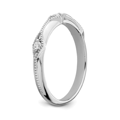 14K Weißgold Ring mit polierter Messerkante und echtem Diamant