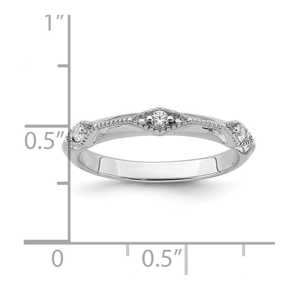14K Weißgold Ring mit polierter Messerkante und echtem Diamant