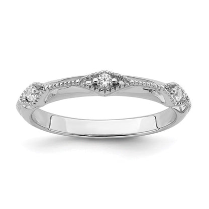14K Weißgold Ring mit polierter Messerkante und echtem Diamant