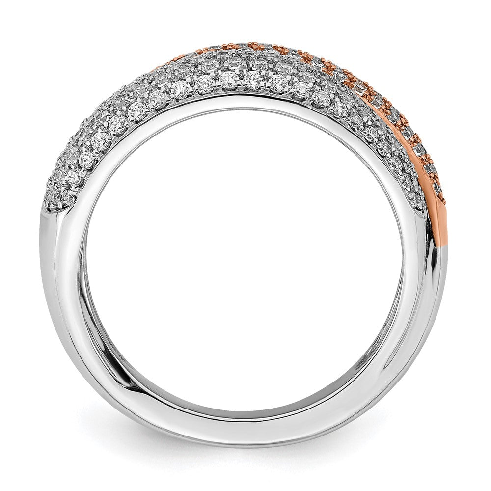 14K Bicolor Gold Polierter Ring mit Diamant-Pavé