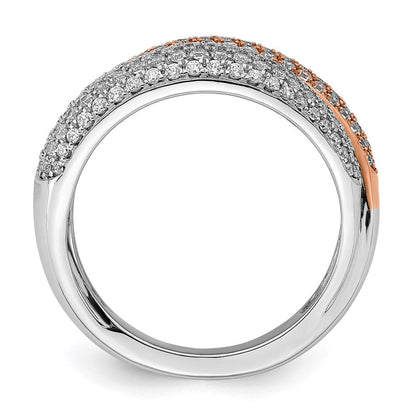 14K Bicolor Gold Polierter Ring mit Diamant-Pavé