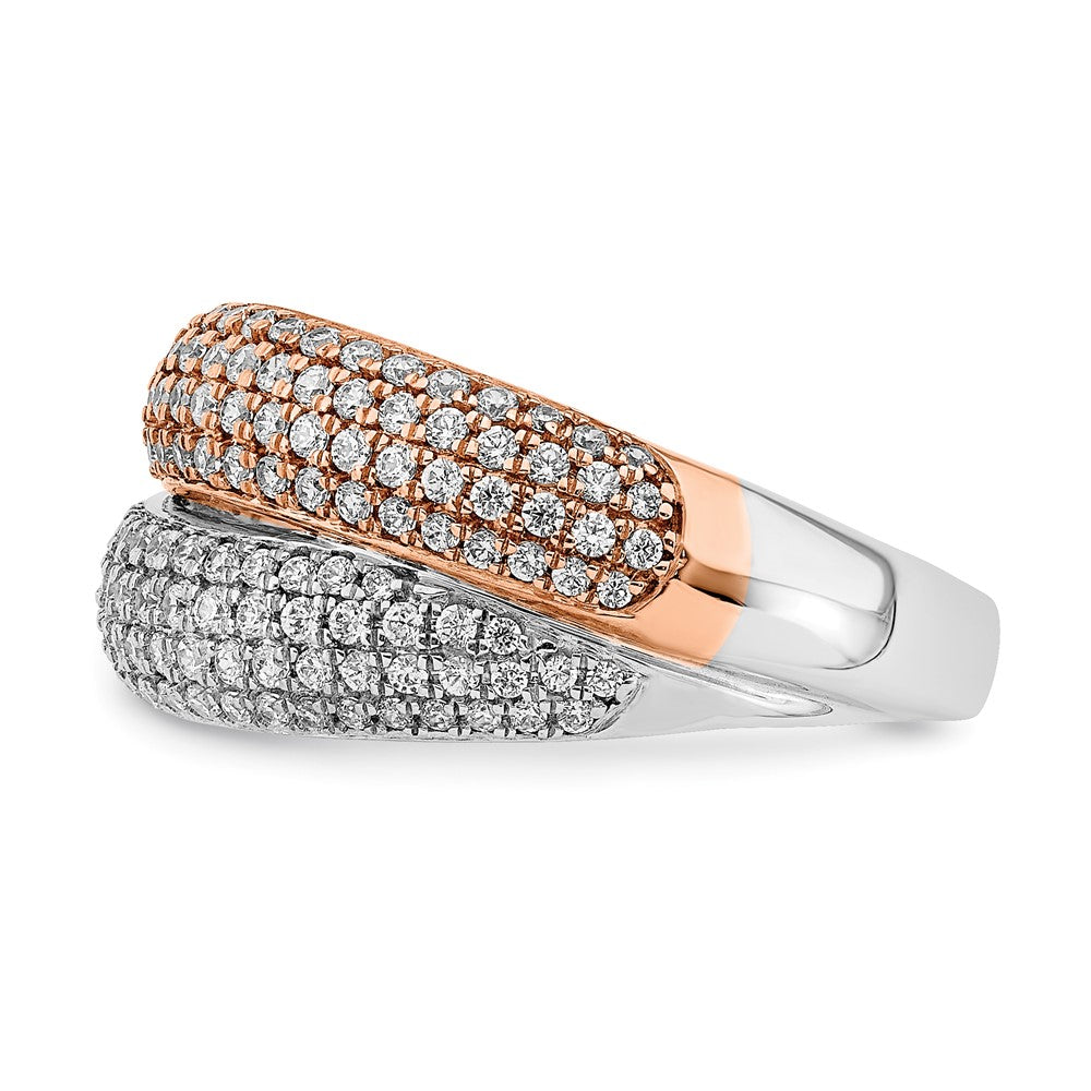 14K Bicolor Gold Polierter Ring mit Diamant-Pavé