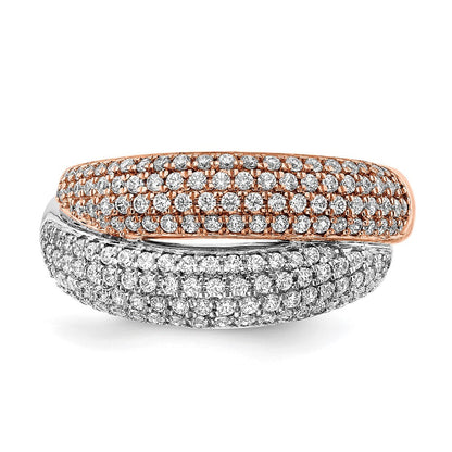14K Bicolor Gold Polierter Ring mit Diamant-Pavé