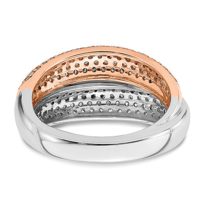 14K Bicolor Gold Polierter Ring mit Diamant-Pavé