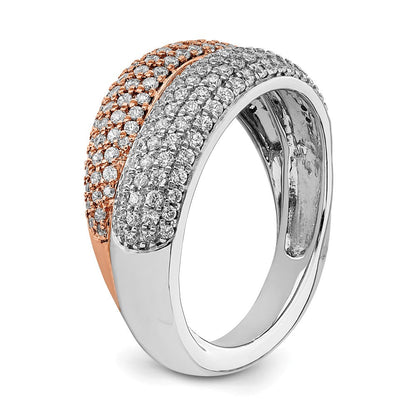 14K Bicolor Gold Polierter Ring mit Diamant-Pavé